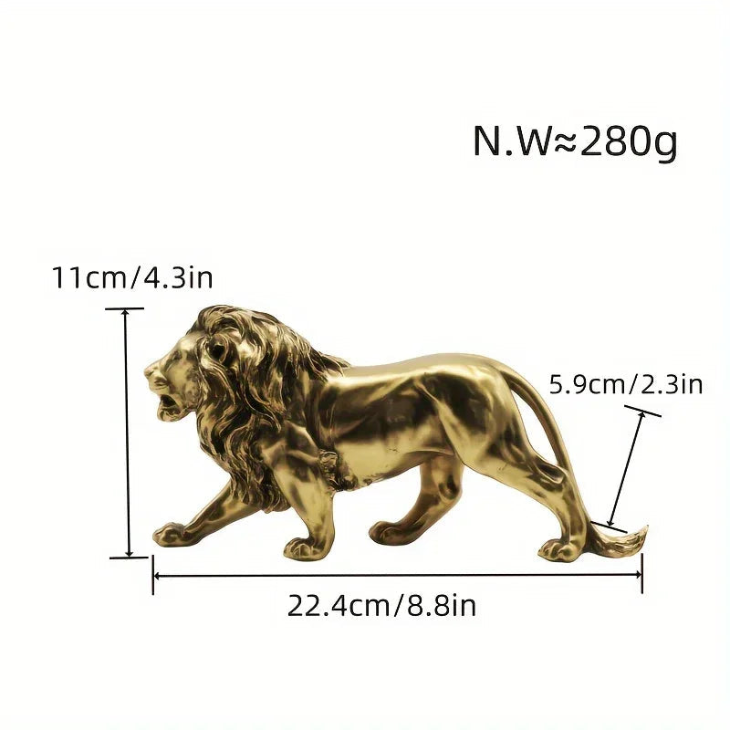 Vintage-Inspired Bronze Lion Sculpture - Resin Art Collectible