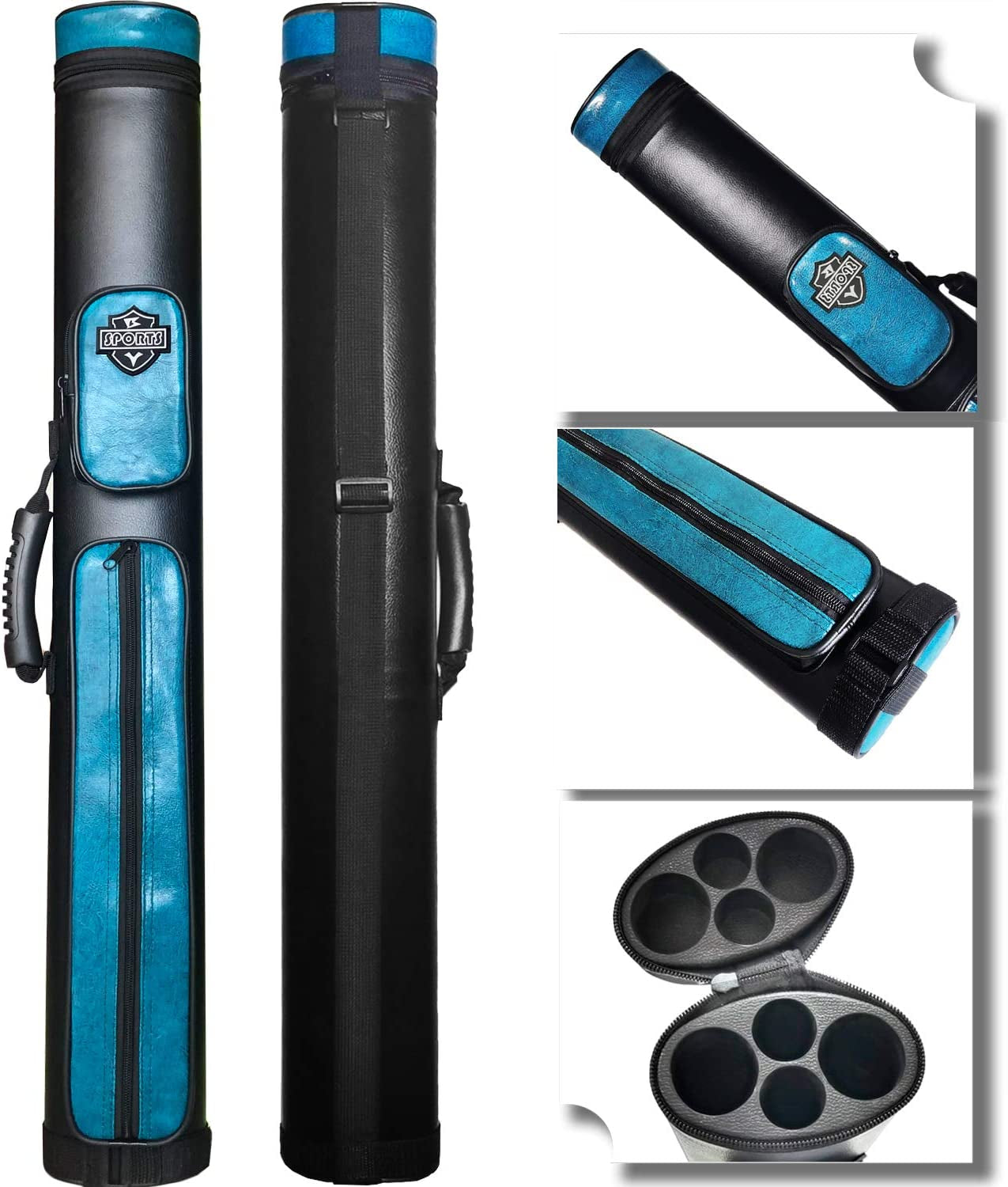 2X2 Hard Cue Case Oval Pool Cue Billiard Stick Carrying Case