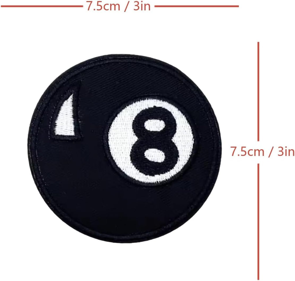 Billiards Eight Ball Pool Game Patch, Iron-On/Sew-On Applique Embroidered Badge Funny Patch Patches for Jackets, Hats, Jeans, Bags, DIY Accessories & Crafts, Trucker Hat, Clothing, Backpacks