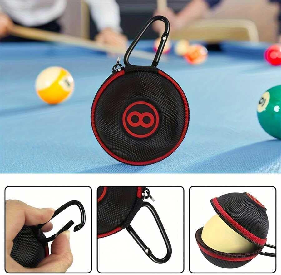 Cue Ball Case 2.24In Billiard Ball Carrying Case, Easy to Carry Clip-On Cue Ball Bag for Billiard Balls, Training Balls and Pool Balls