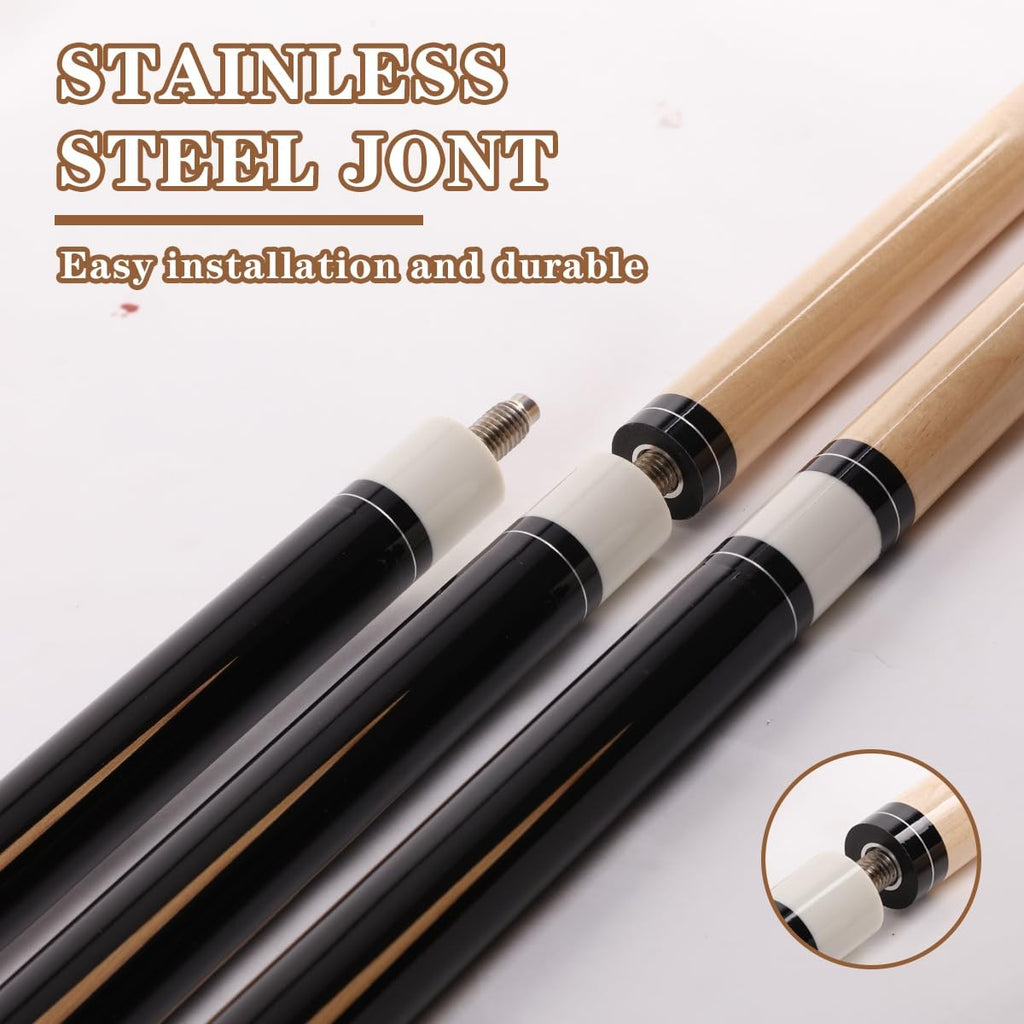 58" Canadian Maple Pool Cue Stick Billiard 13Mm 1/2 Split 2-Piece