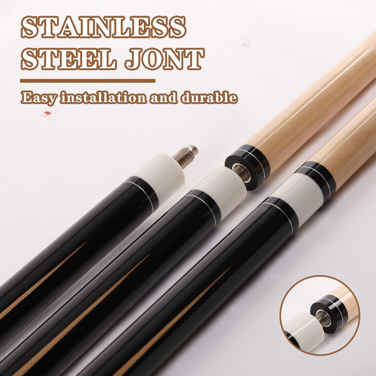 58" Canadian Maple Pool Cue Stick Billiard 13Mm 1/2 Split 2-Piece