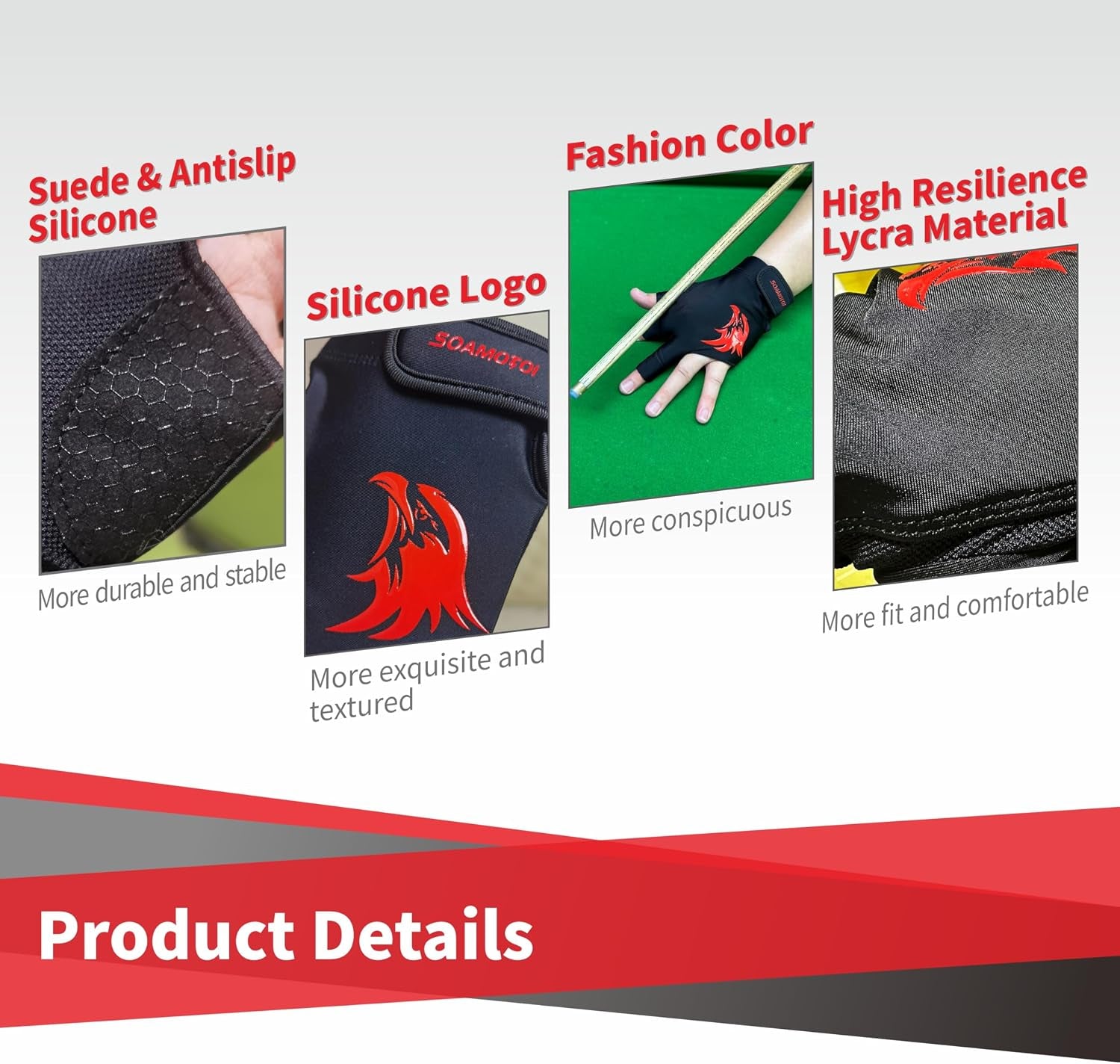 Pool Glove Left Hand 3 Finger for Right-Handed Player, Breathable Billiards Glove Quick Dry, Durable Pool Cue Gloves, Professional Snooker Cue Gloves for Billiards Accessories
