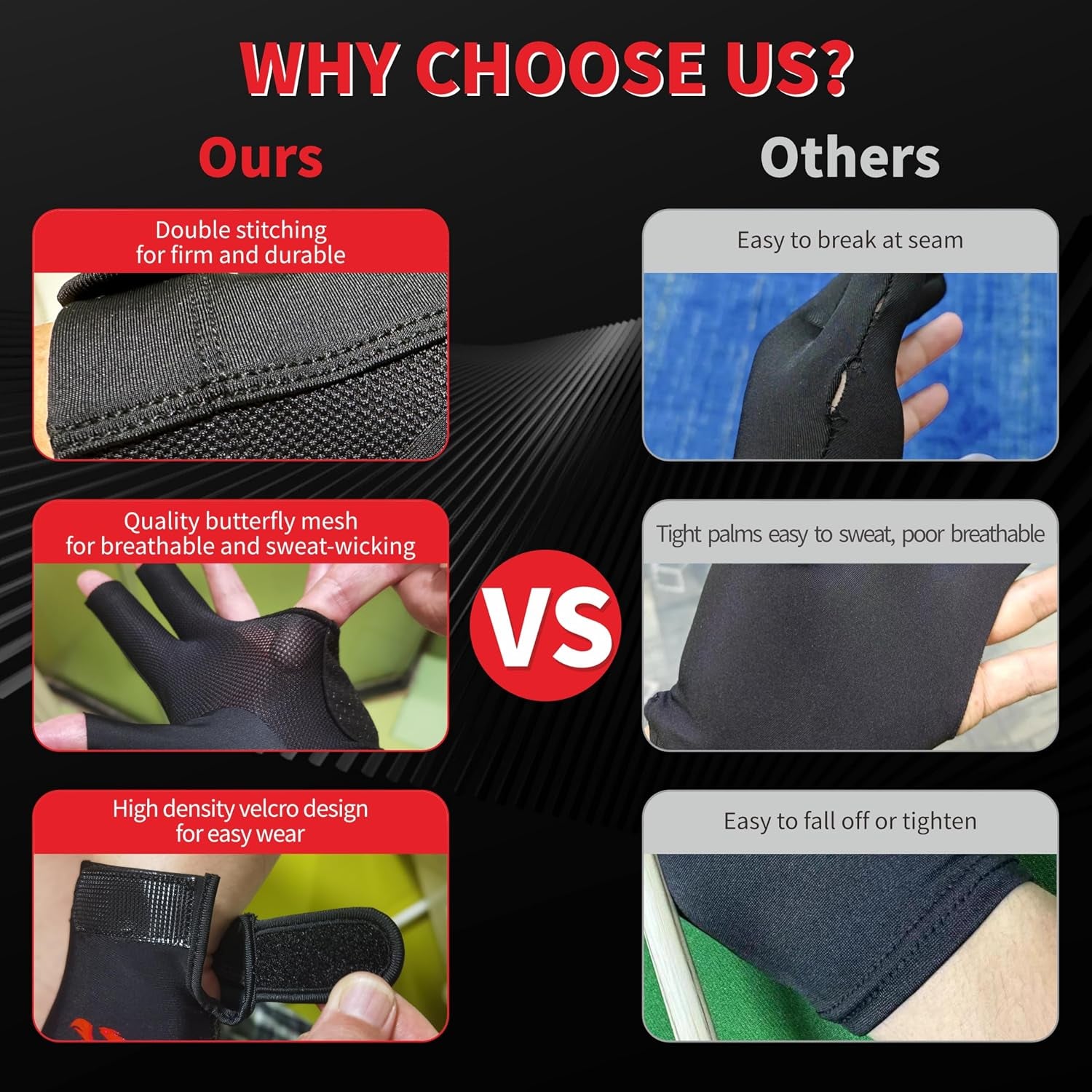 Pool Glove Left Hand 3 Finger for Right-Handed Player, Breathable Billiards Glove Quick Dry, Durable Pool Cue Gloves, Professional Snooker Cue Gloves for Billiards Accessories