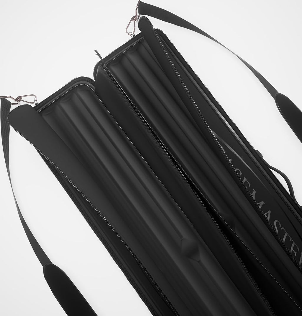 Parallax 4X4 Billiard Cue Case, Holds 4 Butts and 4 Shafts, Foam-Padded Interior, 600D Oxford Fabric, Backpack Straps, Black