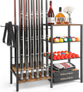 Pool Stick Holder Rack Stand for 12 Cue Sticks -Large Billiards Game Room Storage with Organizer for Balls, Triangle,Pool Table Accessories - Heavy Duty Cue Stick Holder Floor Stand for Home or Bar