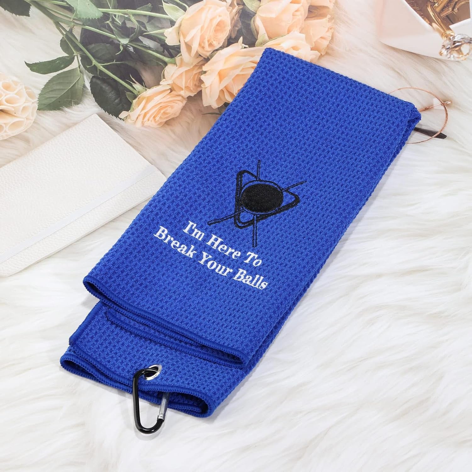 Billiards Billiard Cue Towel 8-Ball Pool Cue Clean Gift Pool Player Gift Embroidered Billiards Towel I Am Here to Break Your Balls (Break Your Balls)