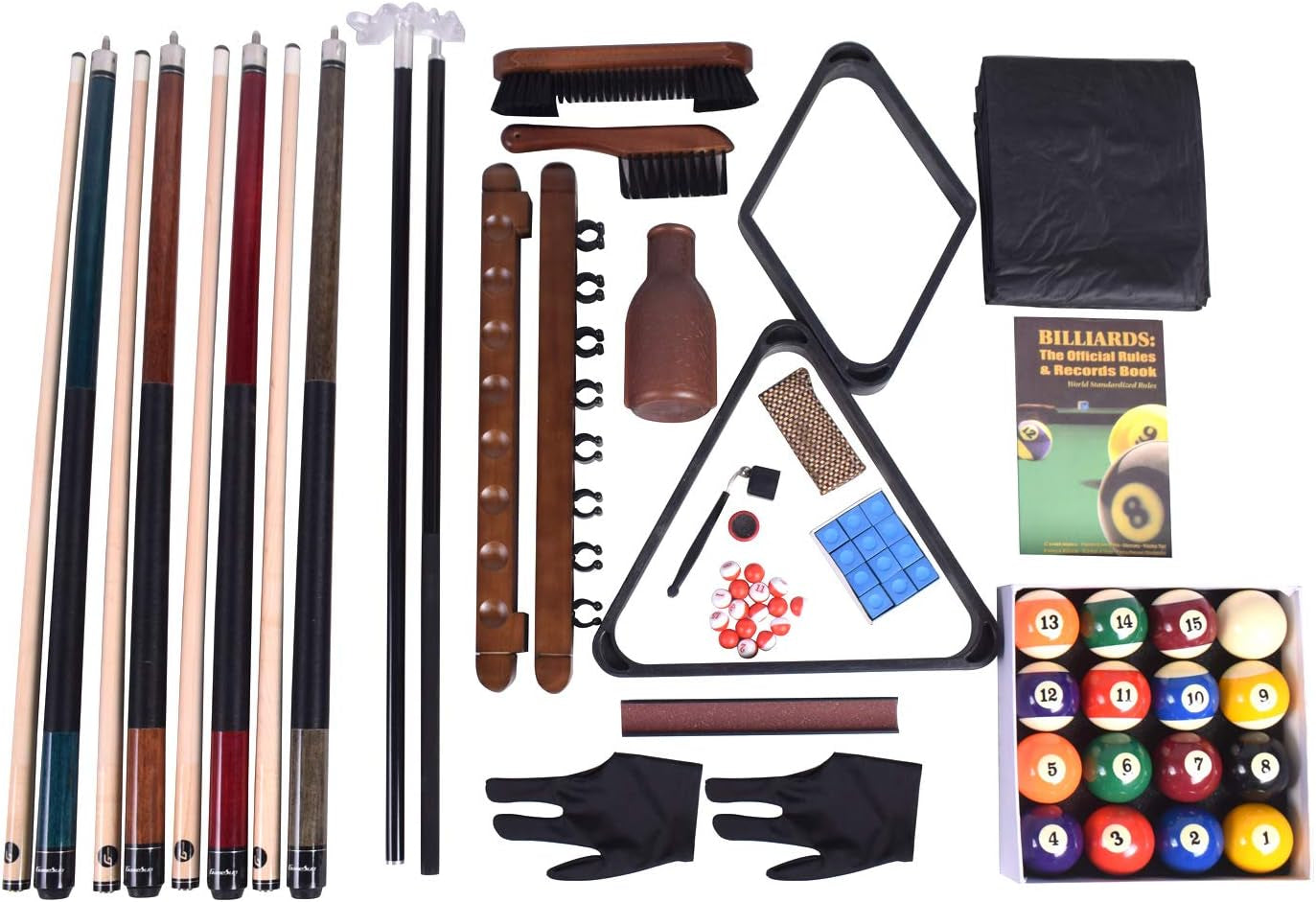 Pool Table Premium Billiard 20 Pieces Accessory Kit, Pool Cue Sticks Bridge Ball Sets,Premium Billiard Accessory Kit Set, Includes All Accessories to Start a Billiards Game