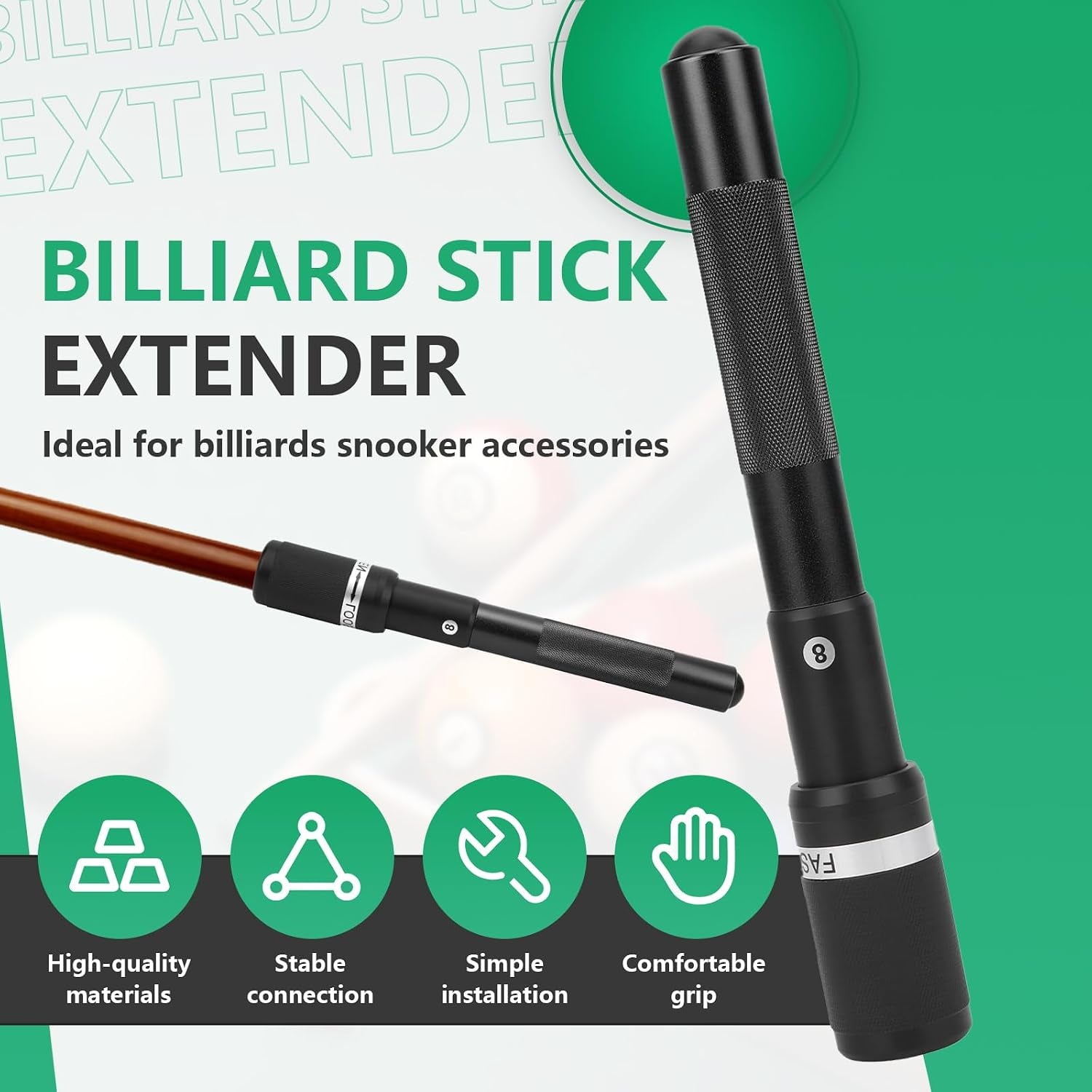 12.4 Inch Balls Pool Cue Extension Aluminium Alloy Telescopic Pool Stick Accessories Extender for Billiard Cue Sticks