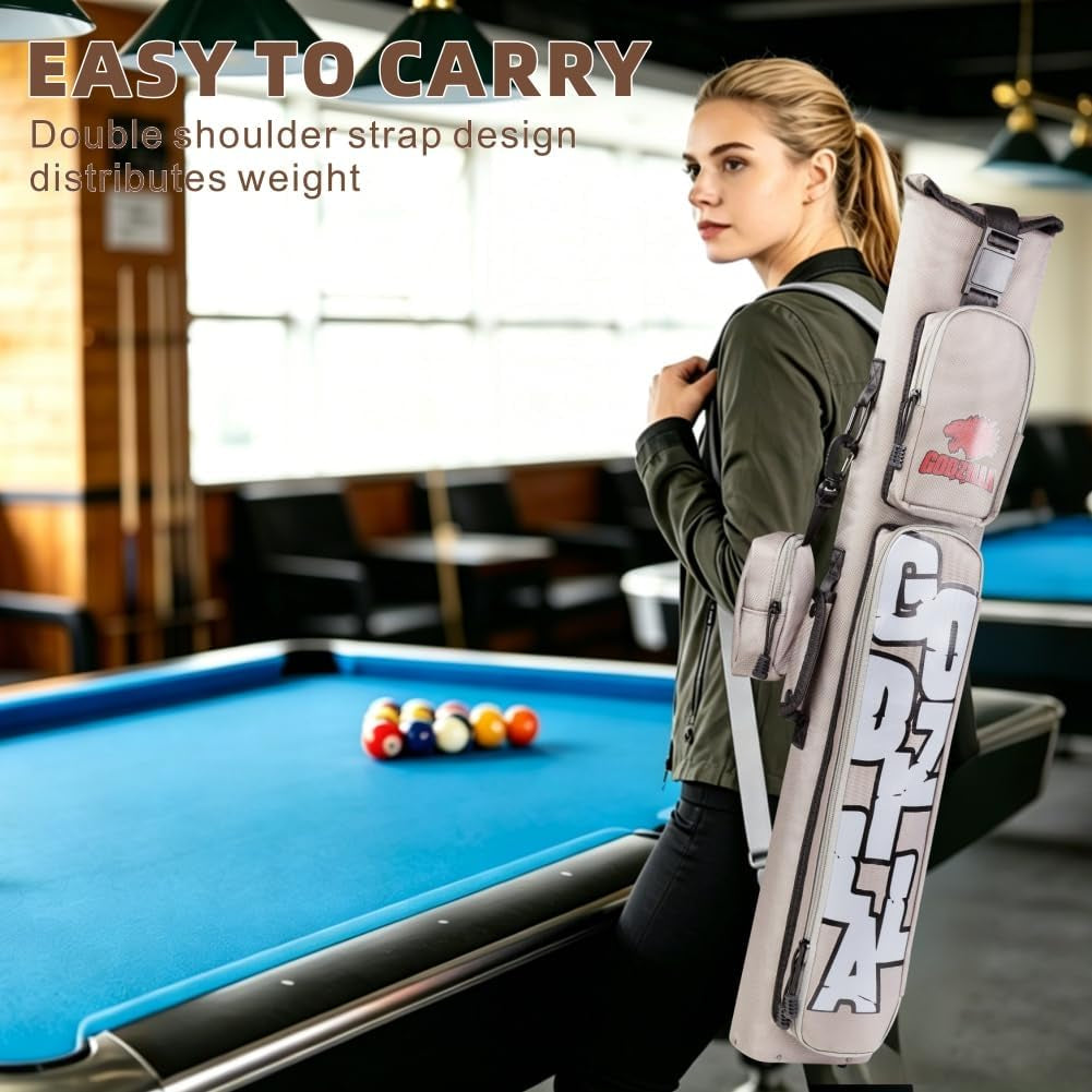 5X3 Pool Cue Case for 3B5S,Detachable Adjustable Dual Shoulder Straps,Waterproof with Reinforced Bottom Rivets,2 Removable Accessory Pouches,6 Colors Durable 1/2 Billiard Cue Case