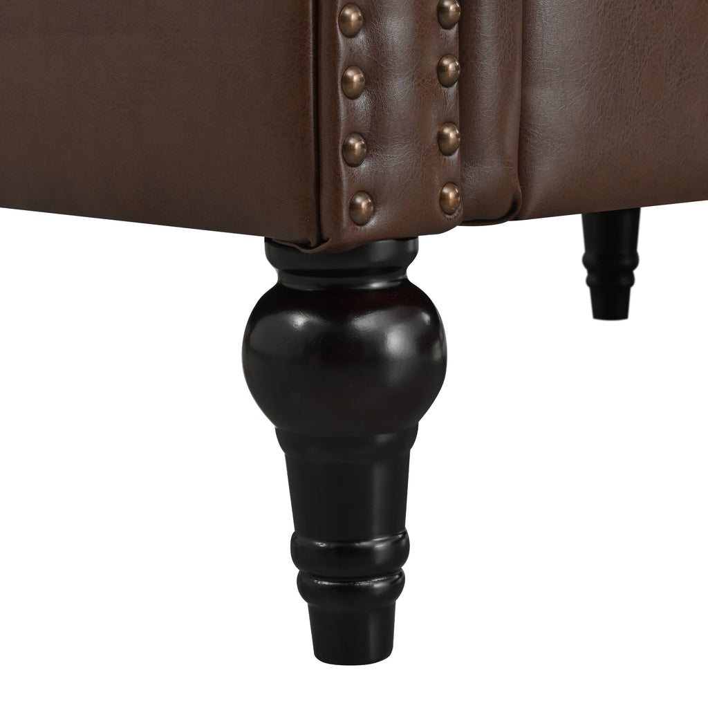 Man cave Sofa Couch for garage, Living Room, L Shaped Reversible Modern Chesterfield Sofa with Rolled Arms and Nailhead, 5 Seat Tufted Couch for Small or Large Space(Dark Brown) PU Leather
