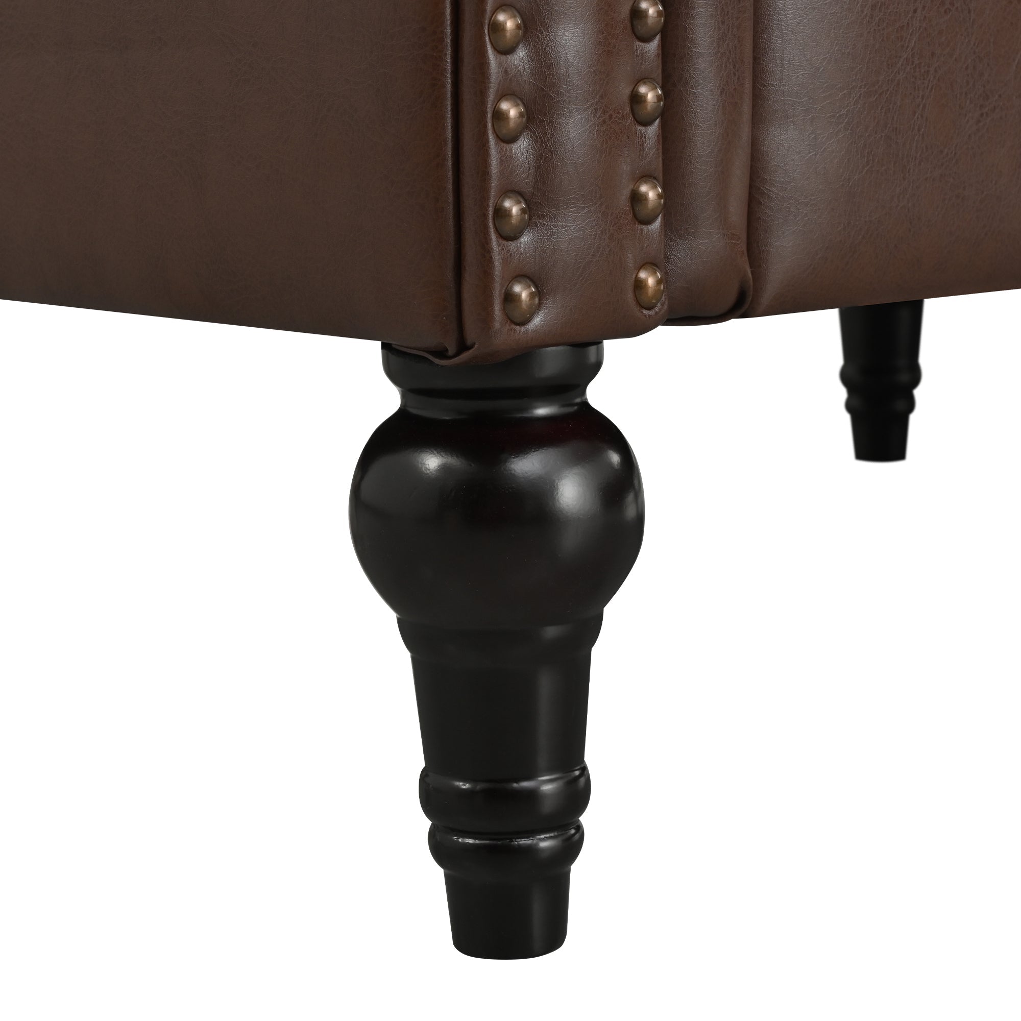 Man cave Sofa Couch for garage, Living Room, L Shaped Reversible Modern Chesterfield Sofa with Rolled Arms and Nailhead, 5 Seat Tufted Couch for Small or Large Space(Dark Brown) PU Leather