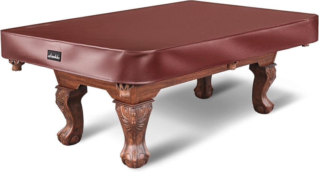 Pool Table Cover, Heavy Duty Leatherette Billiard Table Cover | Waterproof & Tearproof Cover for Pool Table, Brown, 8FT-100"LX 56"WX 8"H