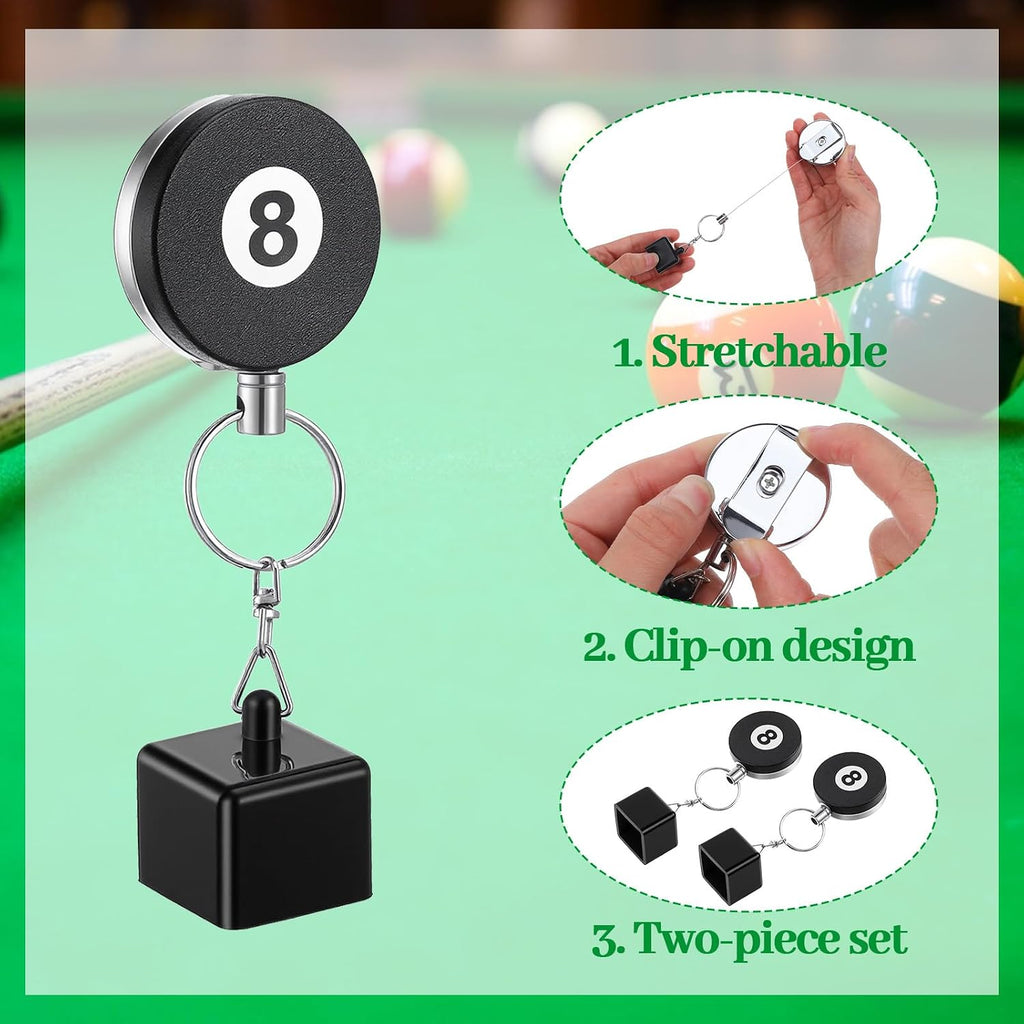 2 Pcs Chalk Holder Pool Billiards - Retractable Cue Chalk Holder Pool with Belt Clip - Snooker Billiards Accessories