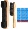 3 Set Billiards Pool Table and Rail Brush Including 12 Pieces Pool Cue Chalk Cubes Snooker Table Wooden Cleaning Brush Kit Table Billiards Accessories, 9 Inches (Beige)