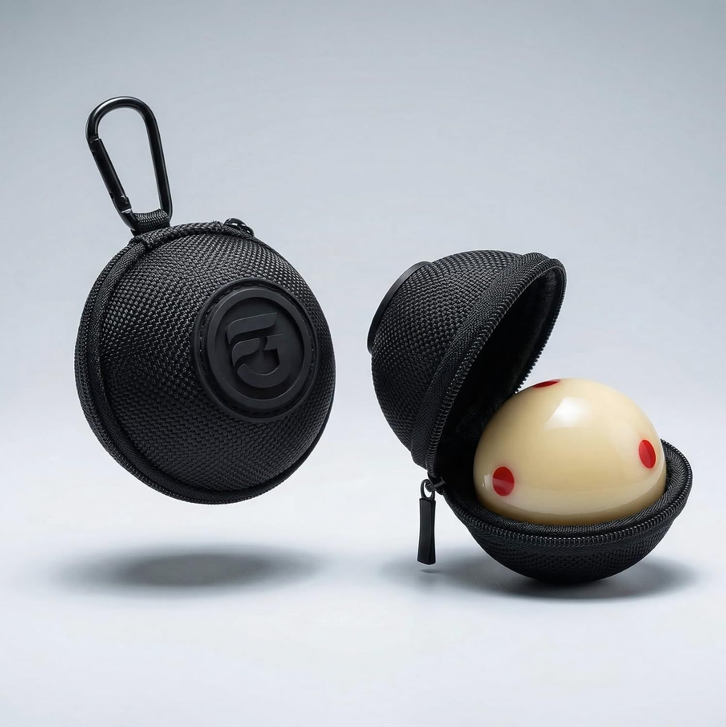 Fedor Gorst Clip-On Cue Ball Case – Hard Shell Billiard Cue Ball Holder with Carabiner Clip – Fits Standard 2.25" Ball – Protective Travel Case for Pool Players – Fedor Gorst FG Logo
