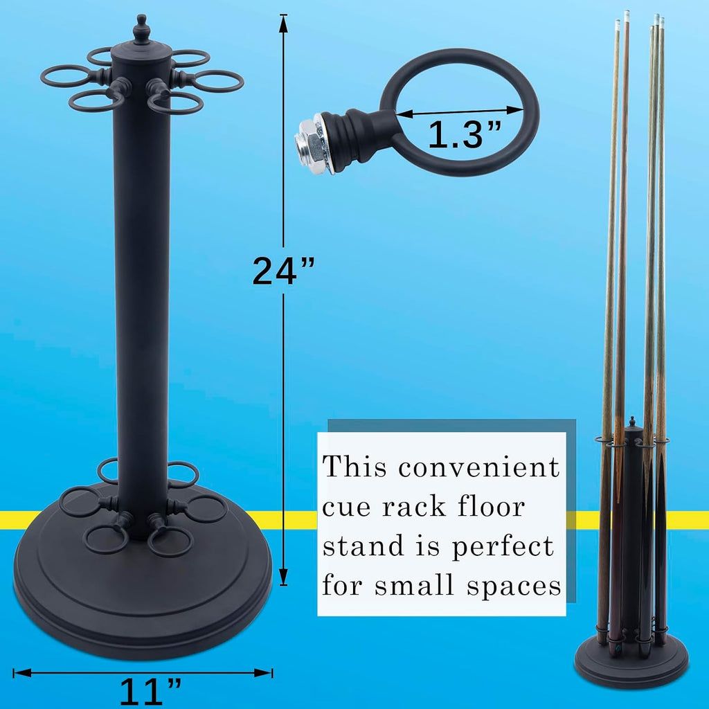 Pool Stick Holder, Pool Cue Rack, Pool Cue Holder Floor Stand, Stand Style Metal Billiard Cue Racks, Holds 6 Pool Cue Sticks