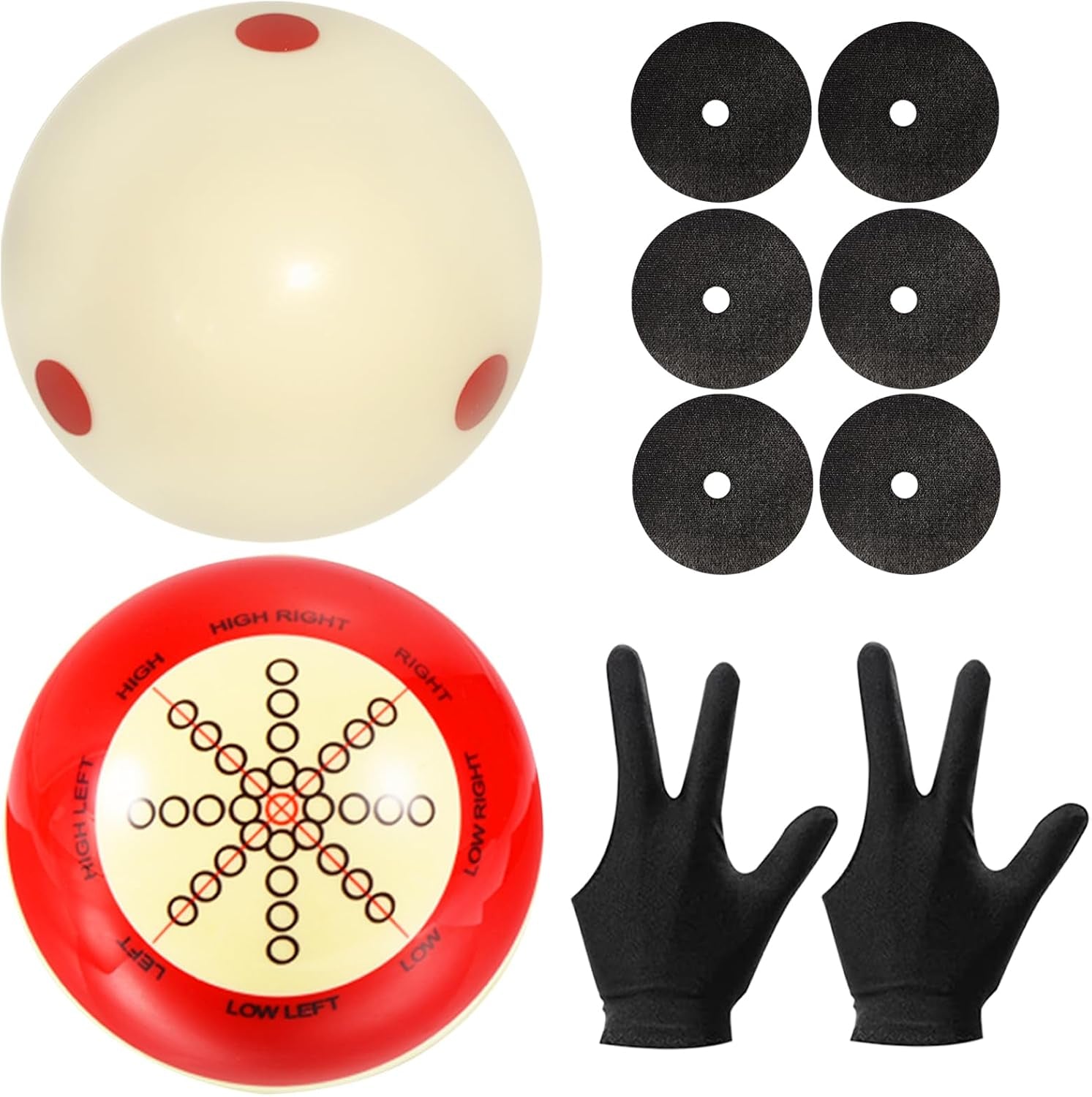 Billiard Training Cue Ball with Dots Practice Cue Ball, 2Pcs Standard Size 2-1/4" Pool Table Balls with Billiard Table Accessories for Beginner