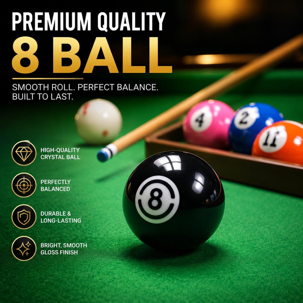 2 1/4" Replacement 8 Ball for Pool Table, Regulation Size Professional Resin Billiard Ball, Durable Glossy Finish, Single Black Pool Ball