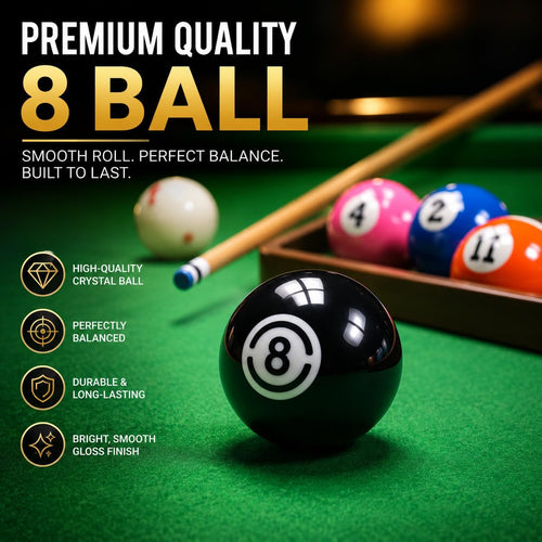 2 1/4" Replacement 8 Ball for Pool Table, Regulation Size Professional Resin Billiard Ball, Durable Glossy Finish, Single Black Pool Ball