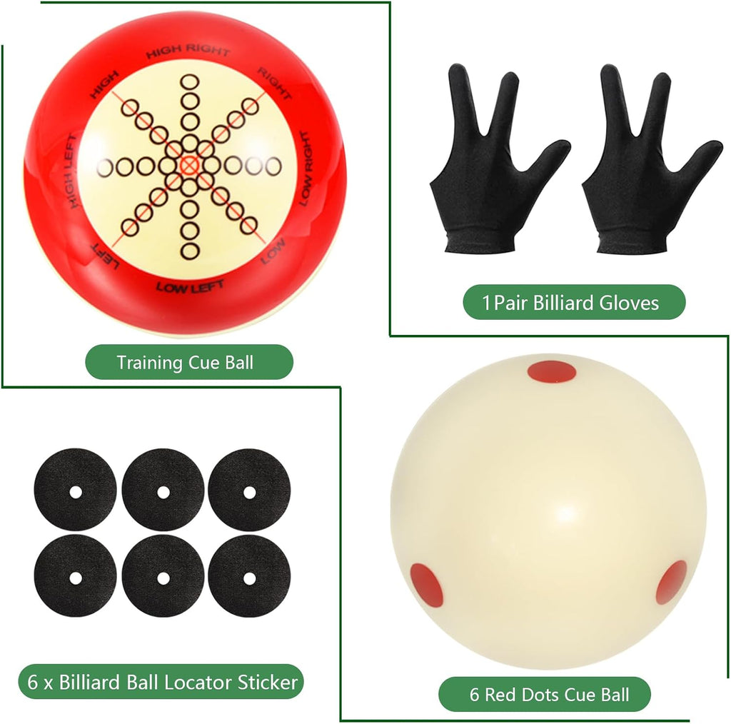 Billiard Training Cue Ball with Dots Practice Cue Ball, 2Pcs Standard Size 2-1/4" Pool Table Balls with Billiard Table Accessories for Beginner