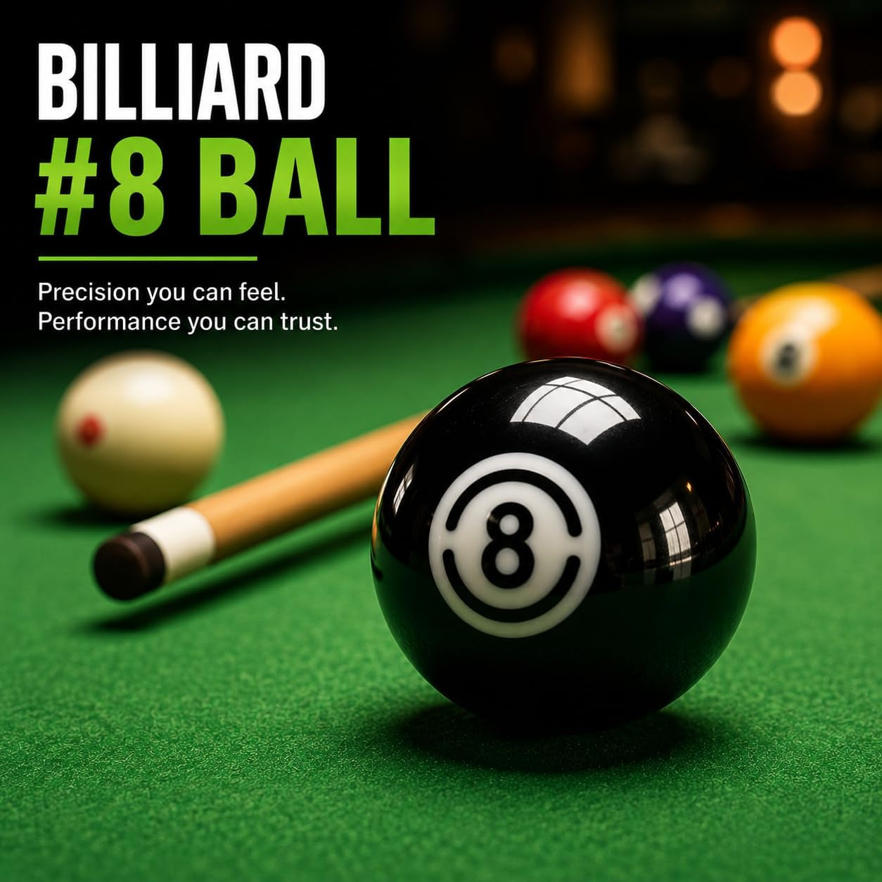 2 1/4" Replacement 8 Ball for Pool Table, Regulation Size Professional Resin Billiard Ball, Durable Glossy Finish, Single Black Pool Ball