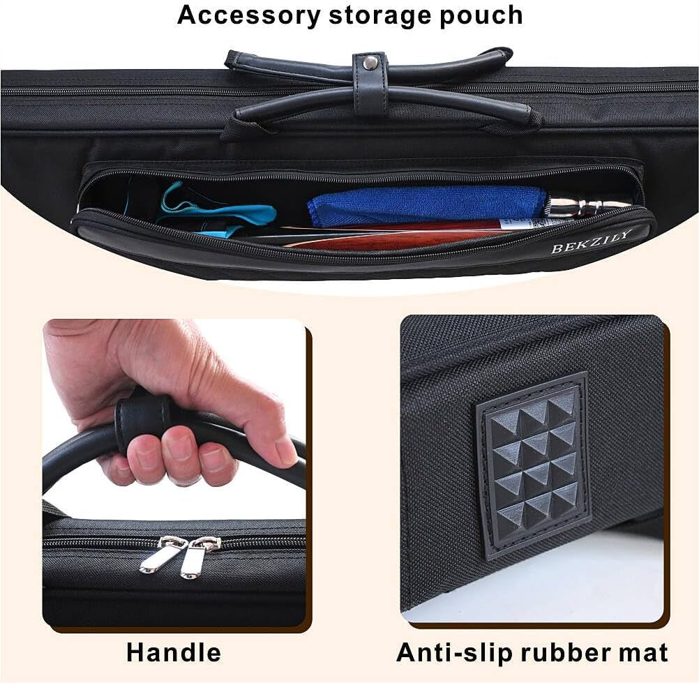 Billiard Cue Case, 7-Slot for 3 Butts & 4 Shafts, Premium Oxford Cloth, Waterproof Dustproof Cue Bag with Shoulder Strap