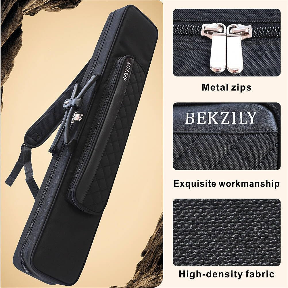 Billiard Cue Case, 7-Slot for 3 Butts & 4 Shafts, Premium Oxford Cloth, Waterproof Dustproof Cue Bag with Shoulder Strap