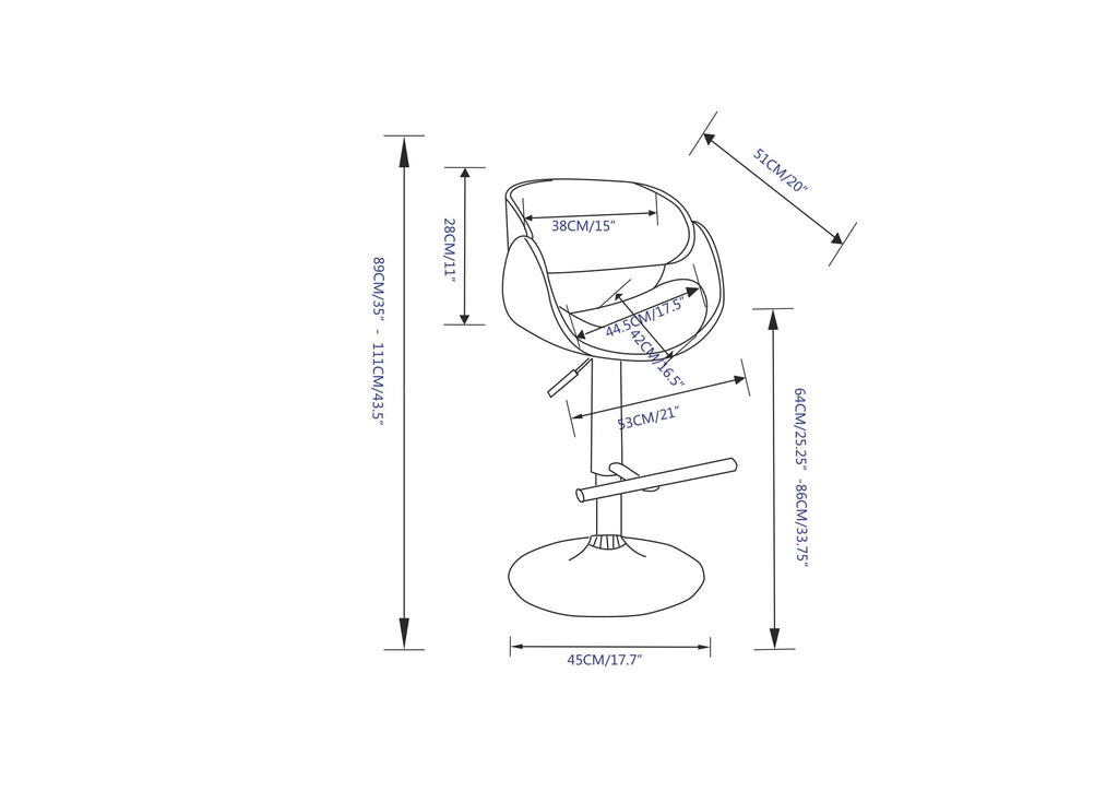 Amery Adjustable Swivel Bar Stool - Denim