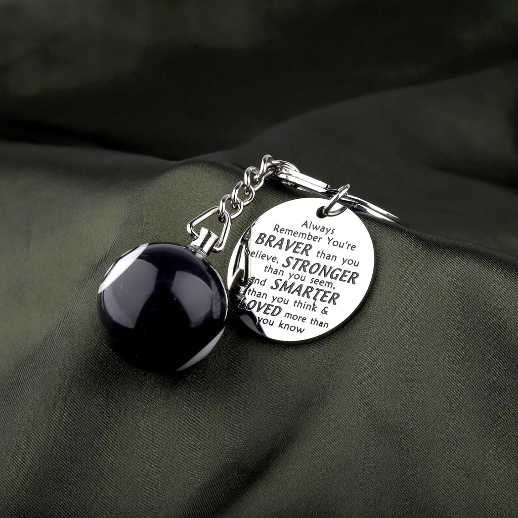 8 Ball Keychain Billiards Gift for Billiards Lover Pool Players Gifts Lucky 8 Ball Charm Keychain Billiards Ball Keyring, Large