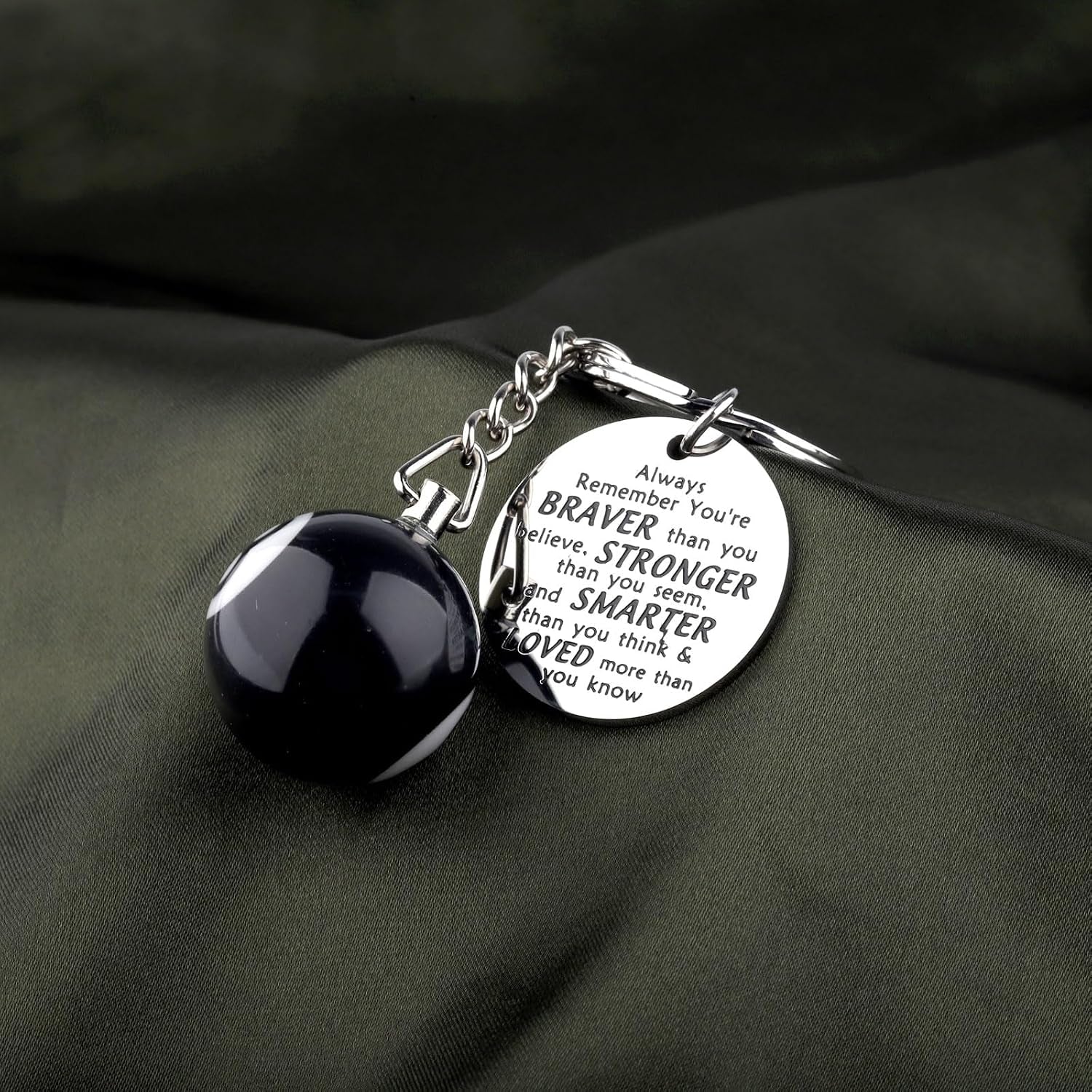 8 Ball Keychain Billiards Gift for Billiards Lover Pool Players Gifts Lucky 8 Ball Charm Keychain Billiards Ball Keyring, Large