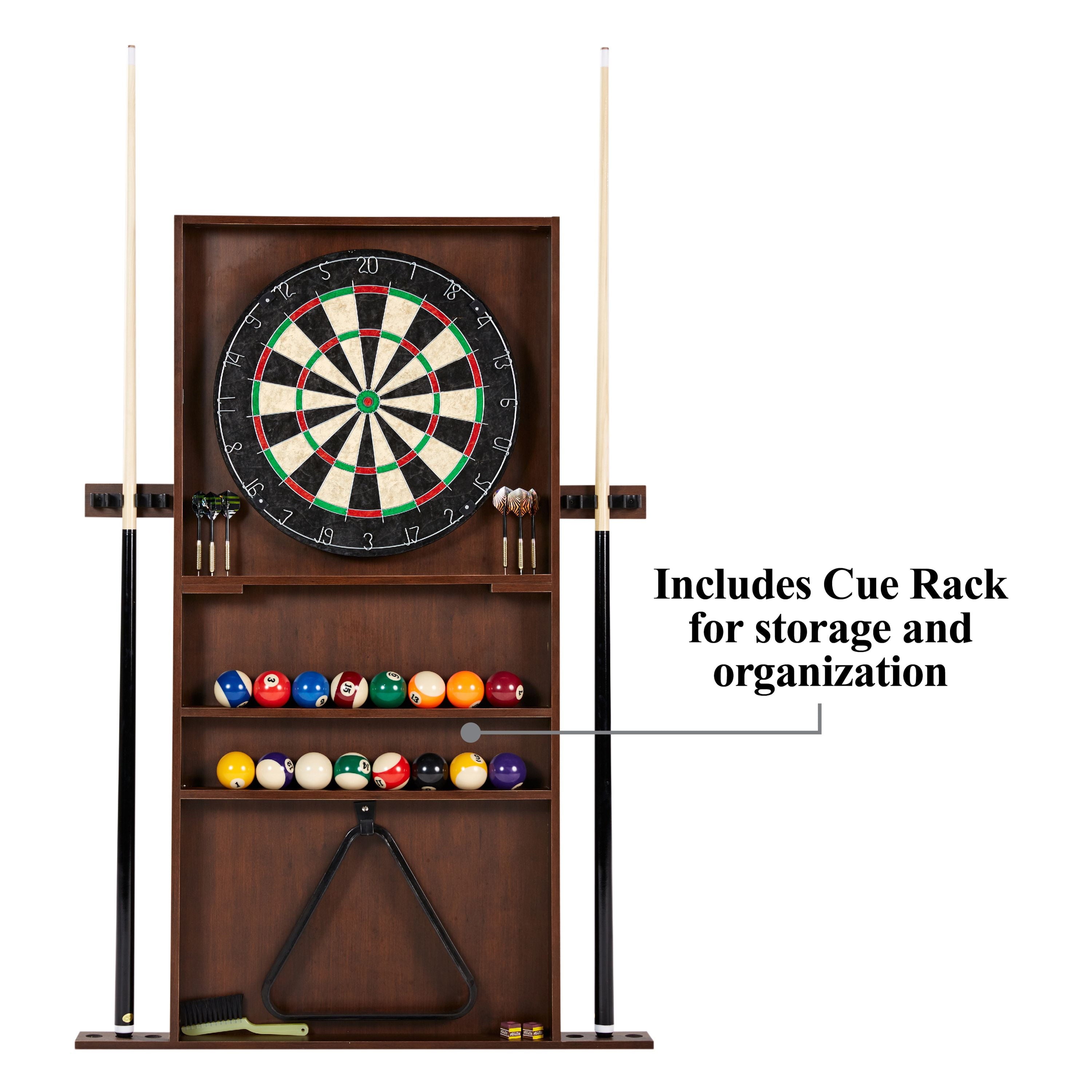 7.5 Ft Pool Table Set with Cue Rack & Dartboard, Burgundy
