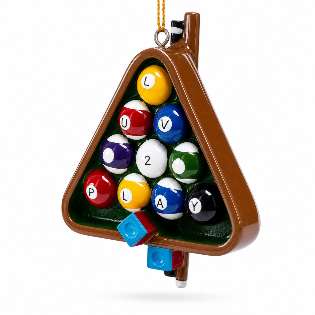 Billiards Pool Table Rack with Balls Resin Christmas Ornament