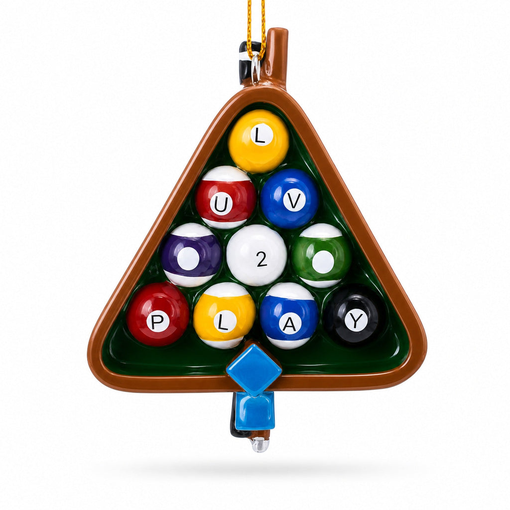 Billiards Pool Table Rack with Balls Resin Christmas Ornament