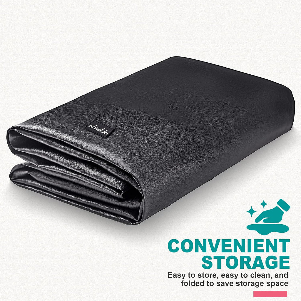 Pool Table Cover, Heavy Duty Leatherette Billiard Table Cover | Waterproof & Tearproof Cover for Pool Table, Black, 7FT-92"LX 52"WX 7"H