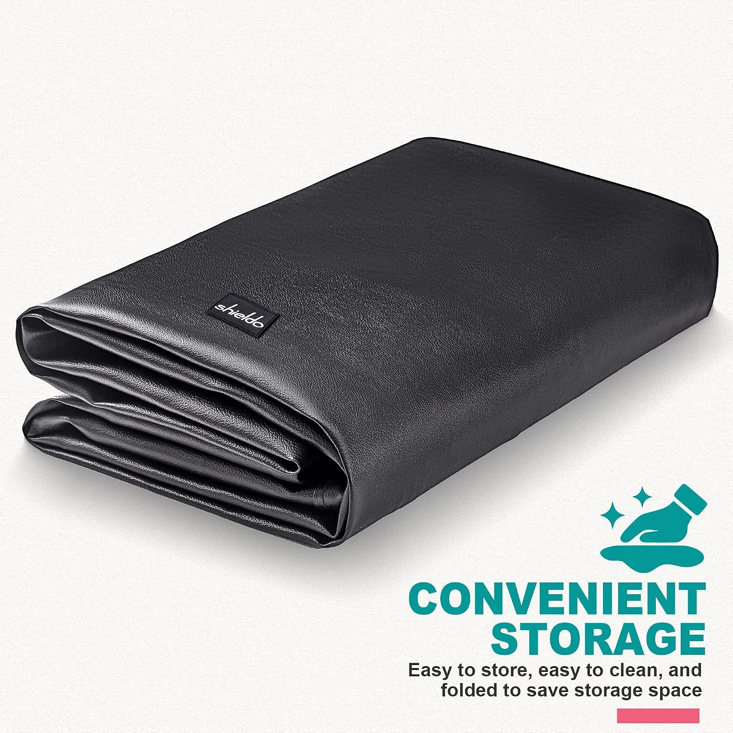 Pool Table Cover, Heavy Duty Leatherette Billiard Table Cover | Waterproof & Tearproof Cover for Pool Table, Black, 7FT-92"LX 52"WX 7"H