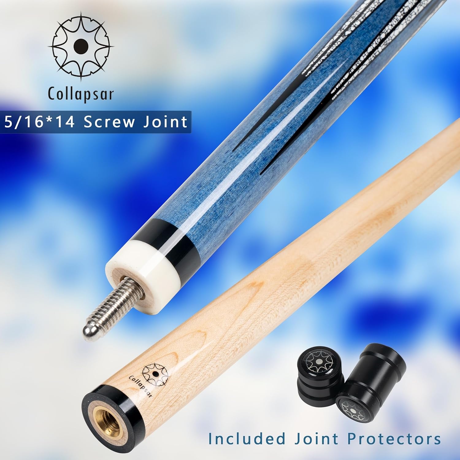 CA Pool Stick with 1X1 Hard Case,58" Maple Professional Billiard Cue Stick,19-21 Oz Pool Cue Set