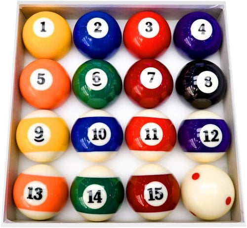 Billiard Balls Set, 2-1/4" Regulation Size Pool Table Balls, Complete 16 Resin Pool Ball Set with Cue Ball, Smooth True Roll, Polished Finish for 8-Ball & Home Bar Tables