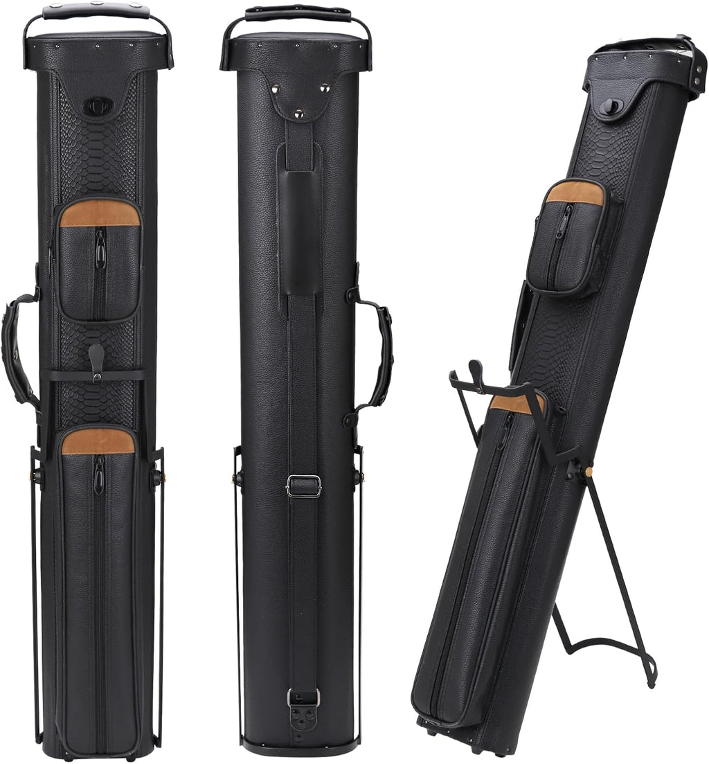 2X4 Pool Cue Case, Hard Pool Cue Case, Billiard Cue Case with Stand, Billiards Accessories Holds 2 Cue Butt and 4 Cue Shafts