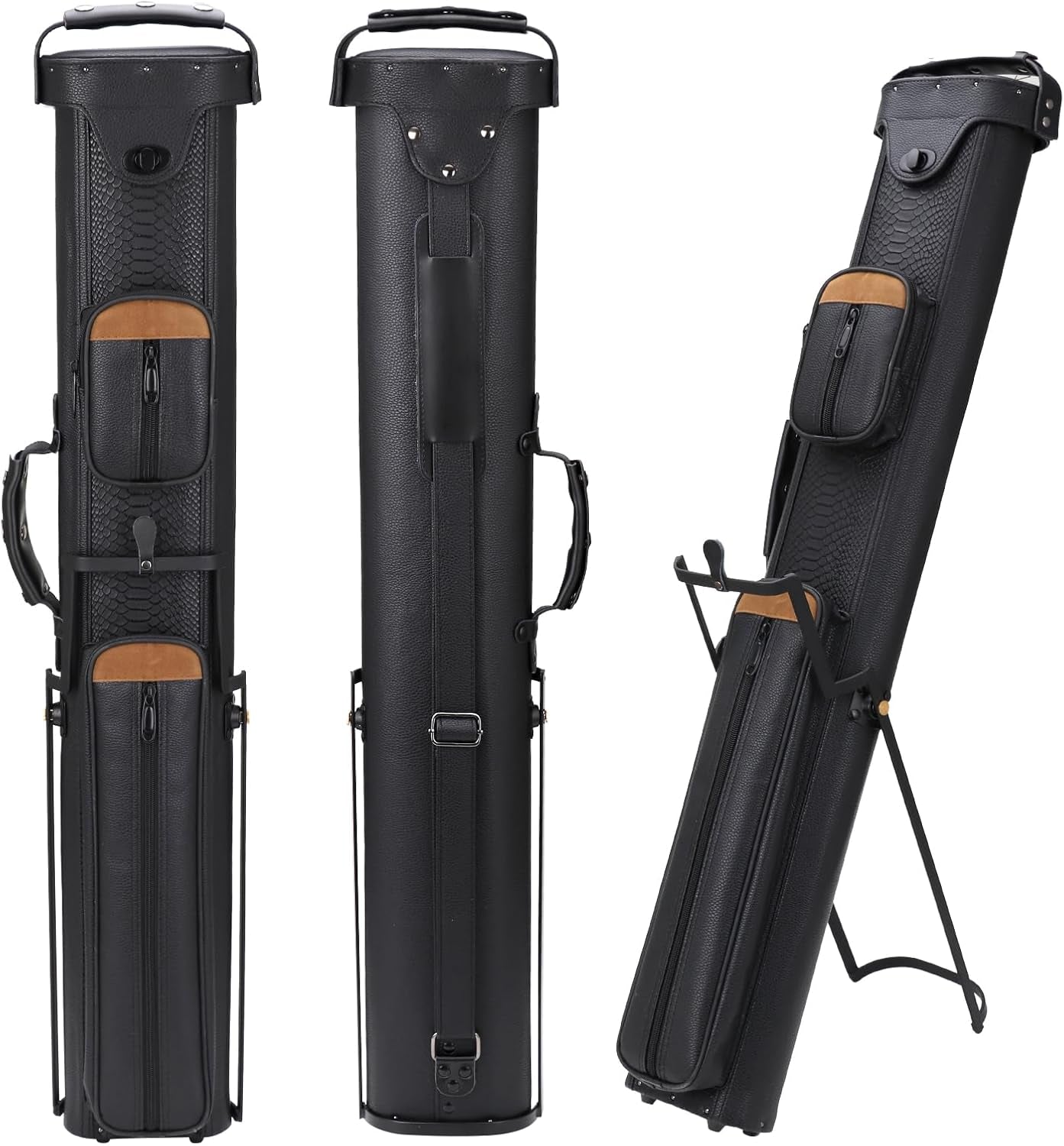 2X4 Pool Cue Case, Hard Pool Cue Case, Billiard Cue Case with Stand, Billiards Accessories Holds 2 Cue Butt and 4 Cue Shafts
