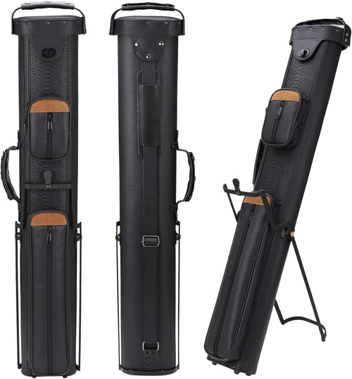 2X4 Pool Cue Case, Hard Pool Cue Case, Billiard Cue Case with Stand, Billiards Accessories Holds 2 Cue Butt and 4 Cue Shafts