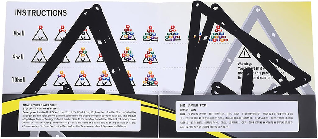 Magic Rack 8 9 10 Ball 57Mm, 6Pcs Magic Pool Table Ball Holder, Film Billiards Magic Ball Rack Triangle, Black Billiard Rack Sheet for Pool Halls, Individual, 9.4X9.4In