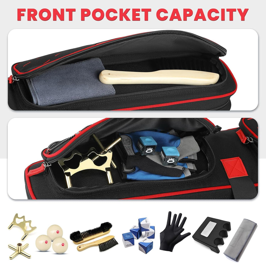 Pool Cue Case, 3X4 / 5X5 Pool Stick Billiard Cue Accessories Soft Padded Bag Case