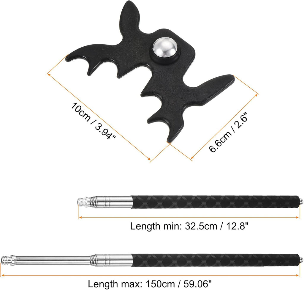 Retractable Billiards Cue Stick Bridge, Silicone Handle Pool Cue Accessory with Removable Plastic Bridge Head for Pool Table Competition
