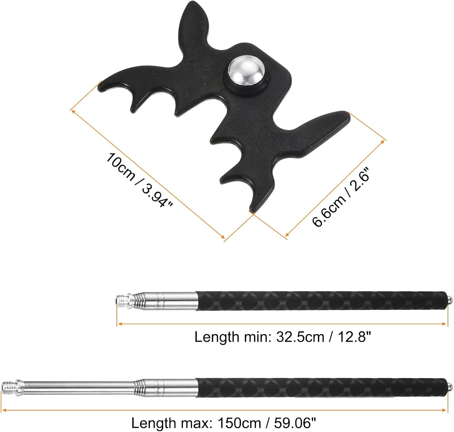 Retractable Billiards Cue Stick Bridge, Silicone Handle Pool Cue Accessory with Removable Plastic Bridge Head for Pool Table Competition