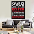 Man Cave Sign Canvas Wall Art – Rustic Bar & Garage Decor Gift for Men