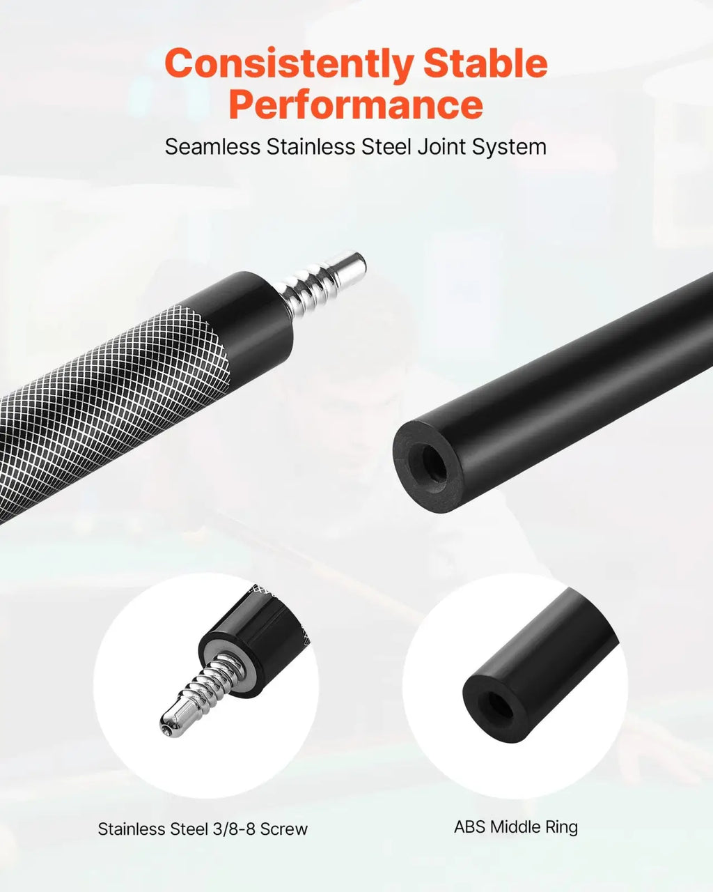 Pool Cue 58 Inch Fiberglass Titanium Composite Stick