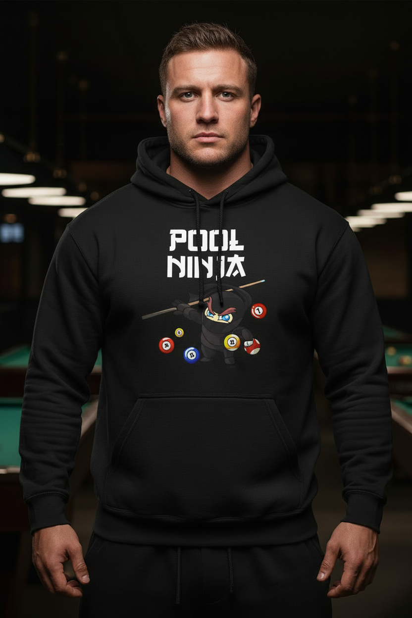 Pool Ninja Hoodie - Arms Down Full Design Visible