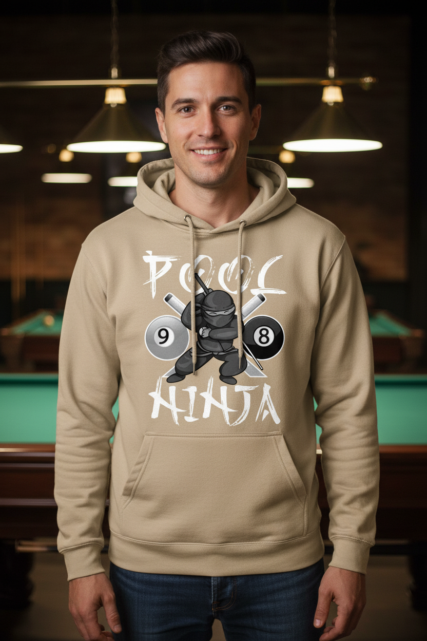 Pool Ninja Hoodie - Sand Color Male Model