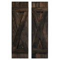 X-Bar Exterior Wood Shutters - Cedar - Set of 2